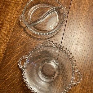 Imperial Candlewick Glass Set of (3) 5 1/2" Bowl, 7" Plate, 6" Divided Dish